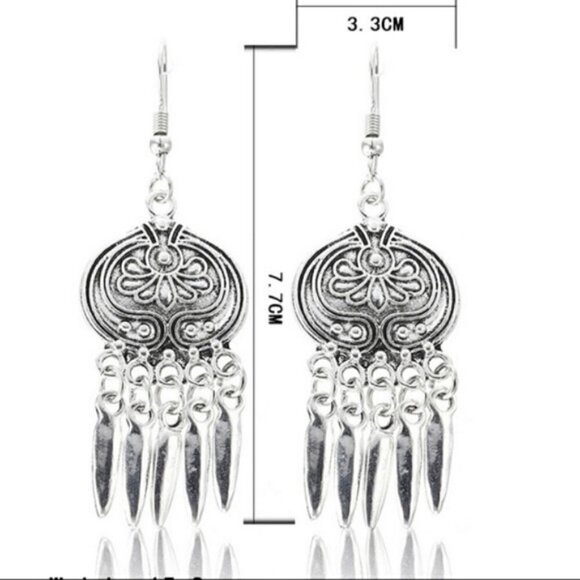 Earrings gypsy festival tassel Drop jewelry - Picture 3 of 6